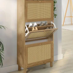 Rangement à chaussures vintage effet cannage*IDMarket Discount