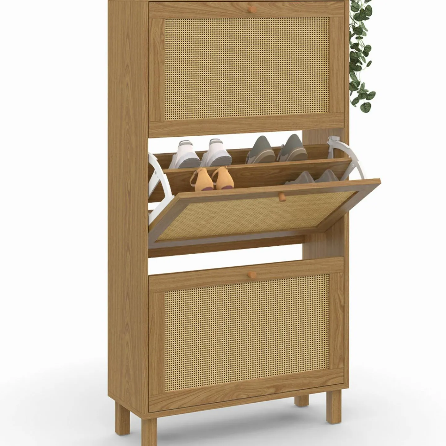 Rangement à chaussures vintage effet cannage*IDMarket Discount