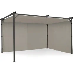 Rideaux de 3 et 4 M avec fermeture éclair pour pergola taupe : lot de 2*IDMarket Discount