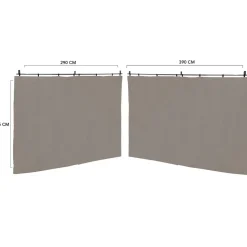 Rideaux de 3 et 4 M avec fermeture éclair pour pergola taupe : lot de 2*IDMarket Discount