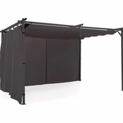 Rideaux extérieurs pour pergola 3x4m gris*IDMarket New