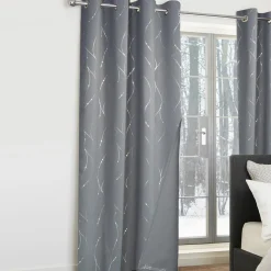 Rideaux occultants thermiques gris anthracite avec motifs*IDMarket Sale