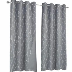 Rideaux occultants thermiques gris anthracite avec motifs*IDMarket Sale
