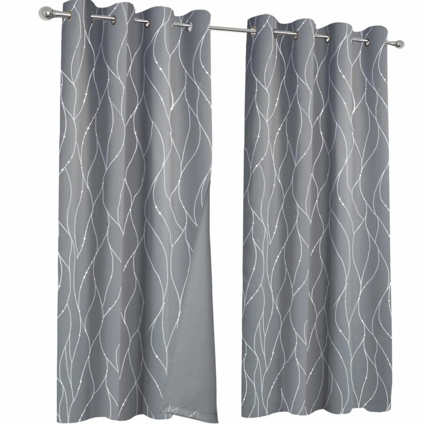 Rideaux occultants thermiques gris anthracite avec motifs*IDMarket Sale