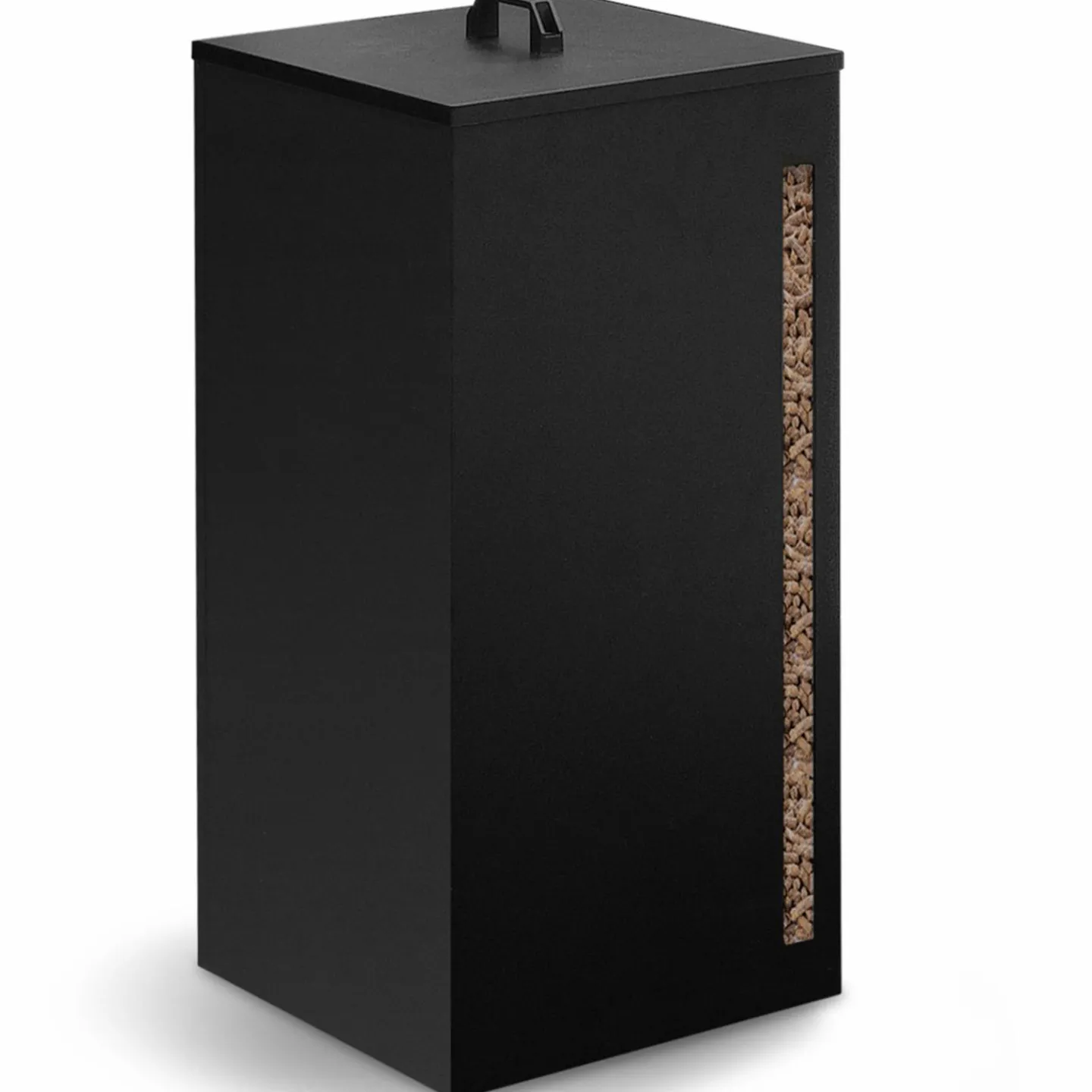 Réservoir à granulés / pellets 4 roulettes avec tamis 30kg noir*IDMarket Online