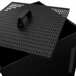 Réservoir à granulés / pellets 4 roulettes avec tamis 30kg noir*IDMarket Online