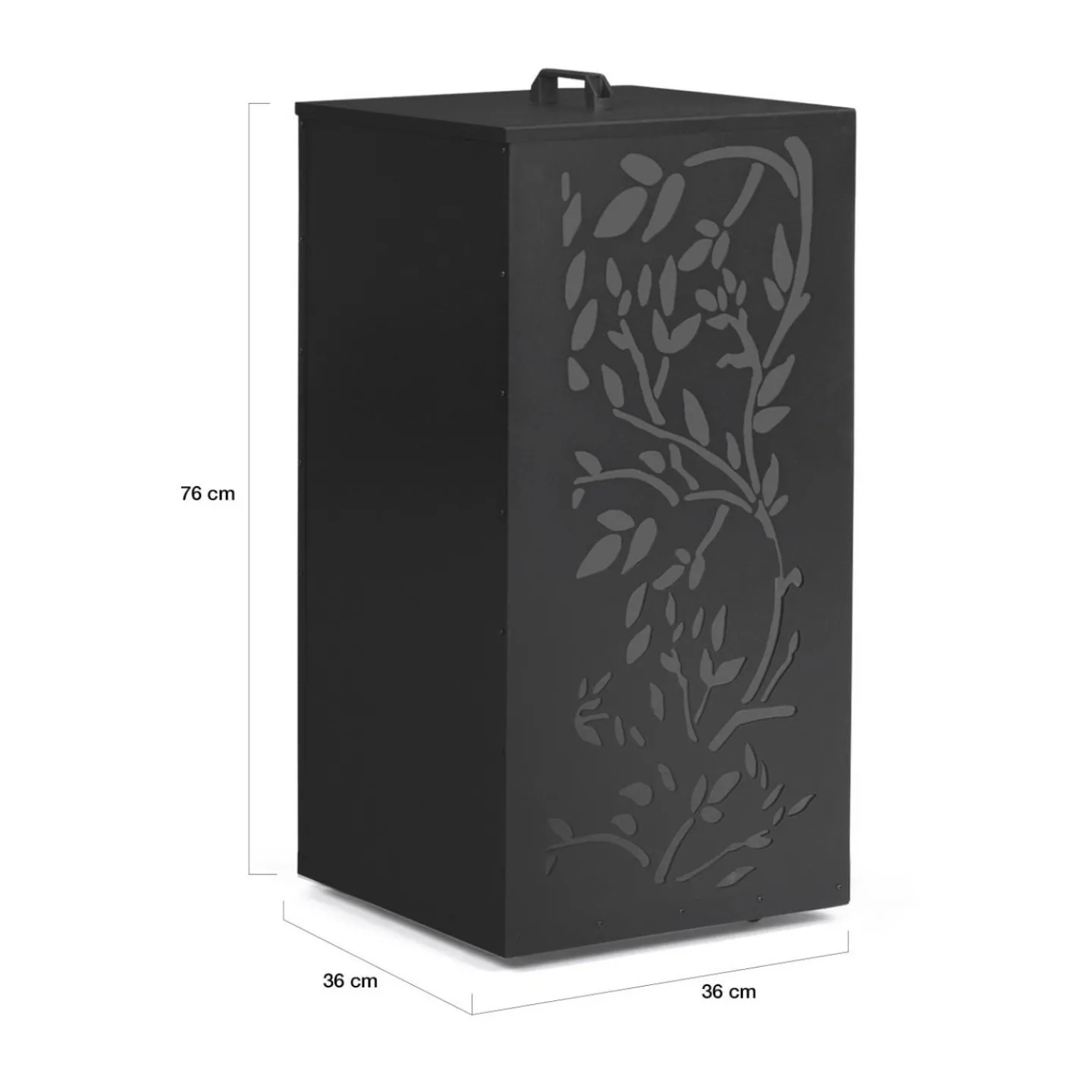 Réservoir à granulés - rangement à pellets 45 kg noir motif floral 36 x 36 x 76 cm*IDMarket Outlet
