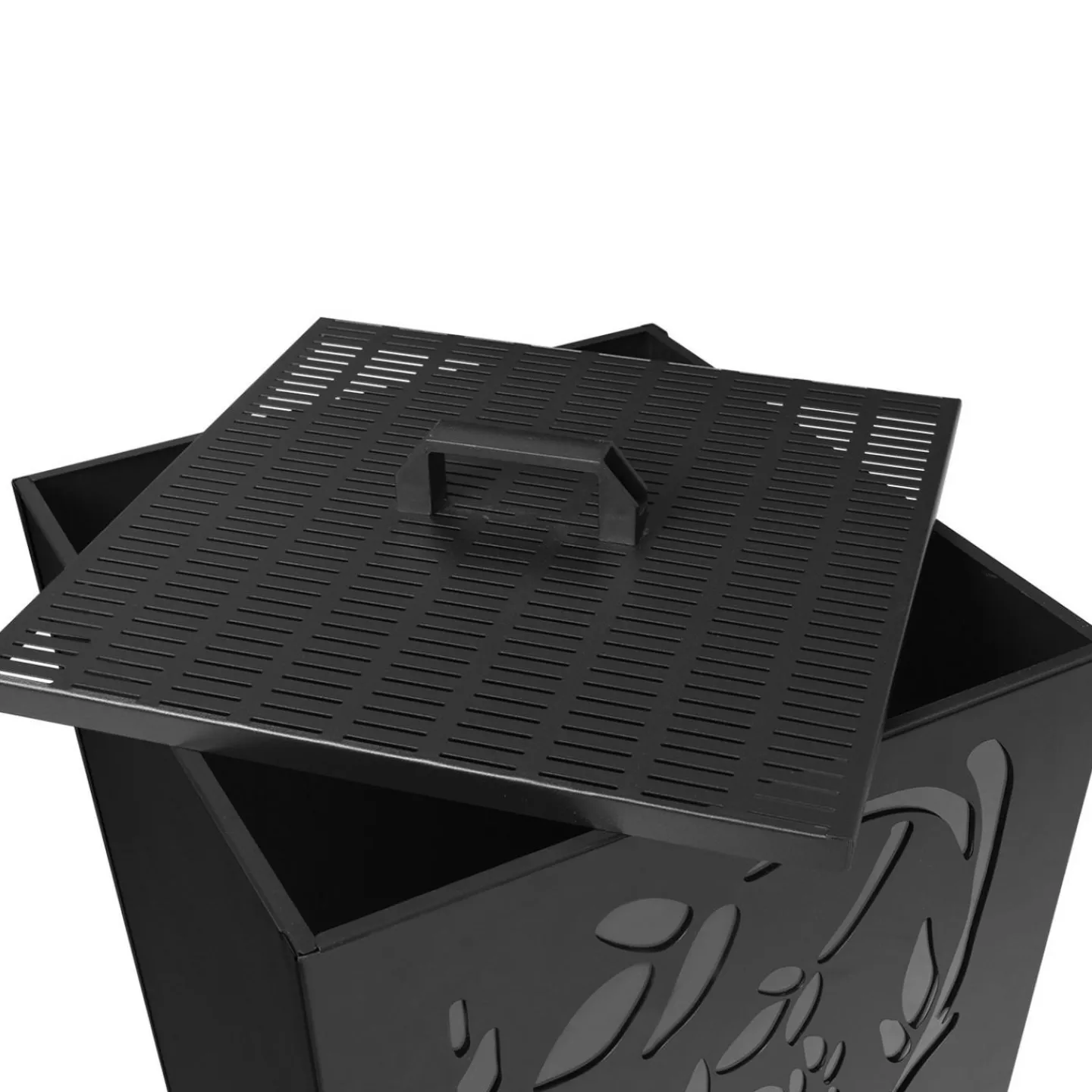 Réservoir à granulés - rangement à pellets 45 kg noir motif floral 36 x 36 x 76 cm*IDMarket Outlet