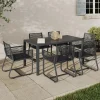 Salon de jardin 6 personnes table 150 cm fauteuils cordage gris anthracite*IDMarket Outlet