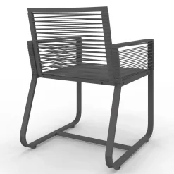 Salon de jardin 6 personnes table 150 cm fauteuils cordage gris anthracite*IDMarket Outlet