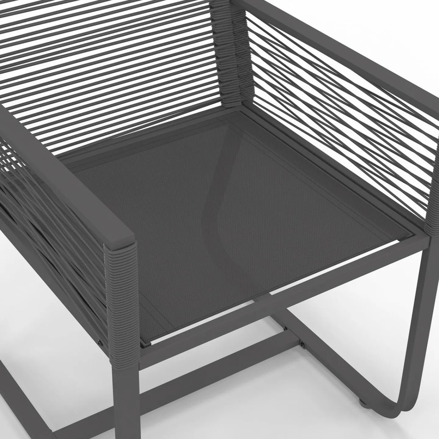 Salon de jardin 6 personnes table 150 cm fauteuils cordage gris anthracite*IDMarket Outlet