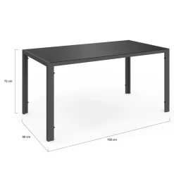 Salon de jardin 6 personnes chaises empilables bleu canard table 150 cm*IDMarket Best