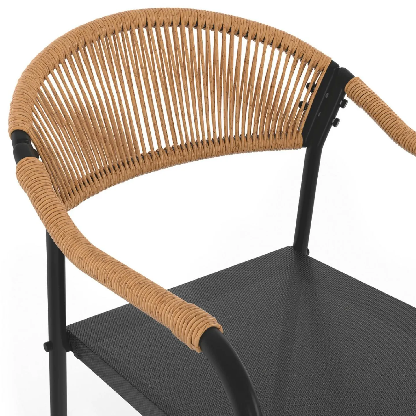 Salon de jardin 6 personnes avec chaises noir et rotin clair*IDMarket Clearance