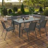Salon de jardin 6 personnes chaises empilables gris anthracite table 150 cm*IDMarket Discount