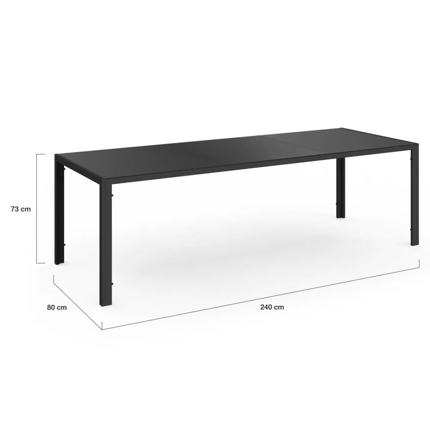 Salon de jardin 10 personnes table 240 cm et chaises empilables noires*IDMarket Best