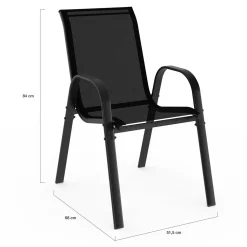 Salon de jardin 10 personnes table 240 cm et chaises empilables noires*IDMarket Best