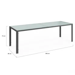 Salon de jardin 10 personnes table 240 cm plateau clair et chaises empilables gris anthracite*IDMarket