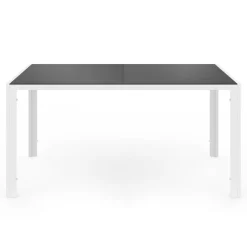 Salon de jardin 6 places avec table en verre trempé et chaises empilables*IDMarket