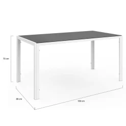 Salon de jardin 6 places avec table en verre trempé et chaises empilables*IDMarket