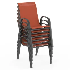 Salon de jardin 10 places chaises empilables terracotta table 240 cm*IDMarket Online