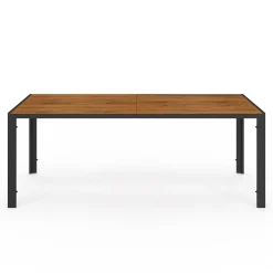 Salon de jardin avec plateau effet bois et chaises empilables noir et bois*IDMarket Hot