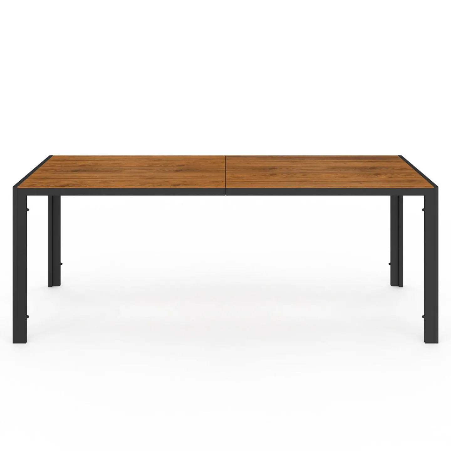 Salon de jardin avec plateau effet bois et chaises empilables noir et bois*IDMarket Hot