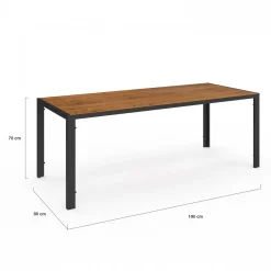 Salon de jardin avec plateau effet bois et chaises empilables noir et bois*IDMarket Hot