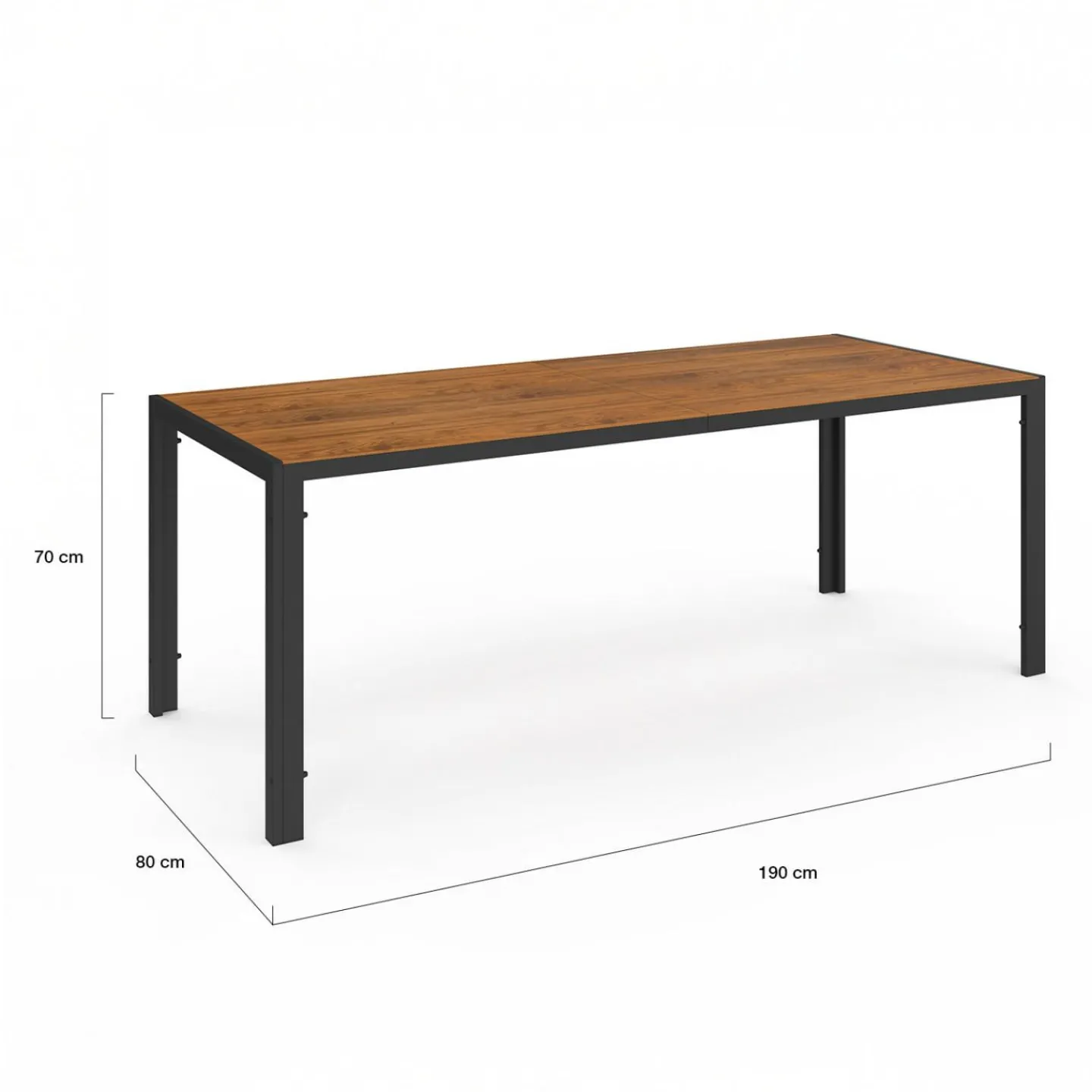 Salon de jardin avec plateau effet bois et chaises empilables noir et bois*IDMarket Hot