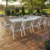 Salon de jardin avec table extensible 135-270 cm et 12 chaises empilables blanc et beige*IDMarket Online
