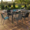 Salon de jardin avec table 150 cm et 6 chaises empilables mix color et acier*IDMarket