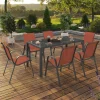 Salon de jardin avec table 150 cm et 6 chaises empilables terracotta et acier*IDMarket Online
