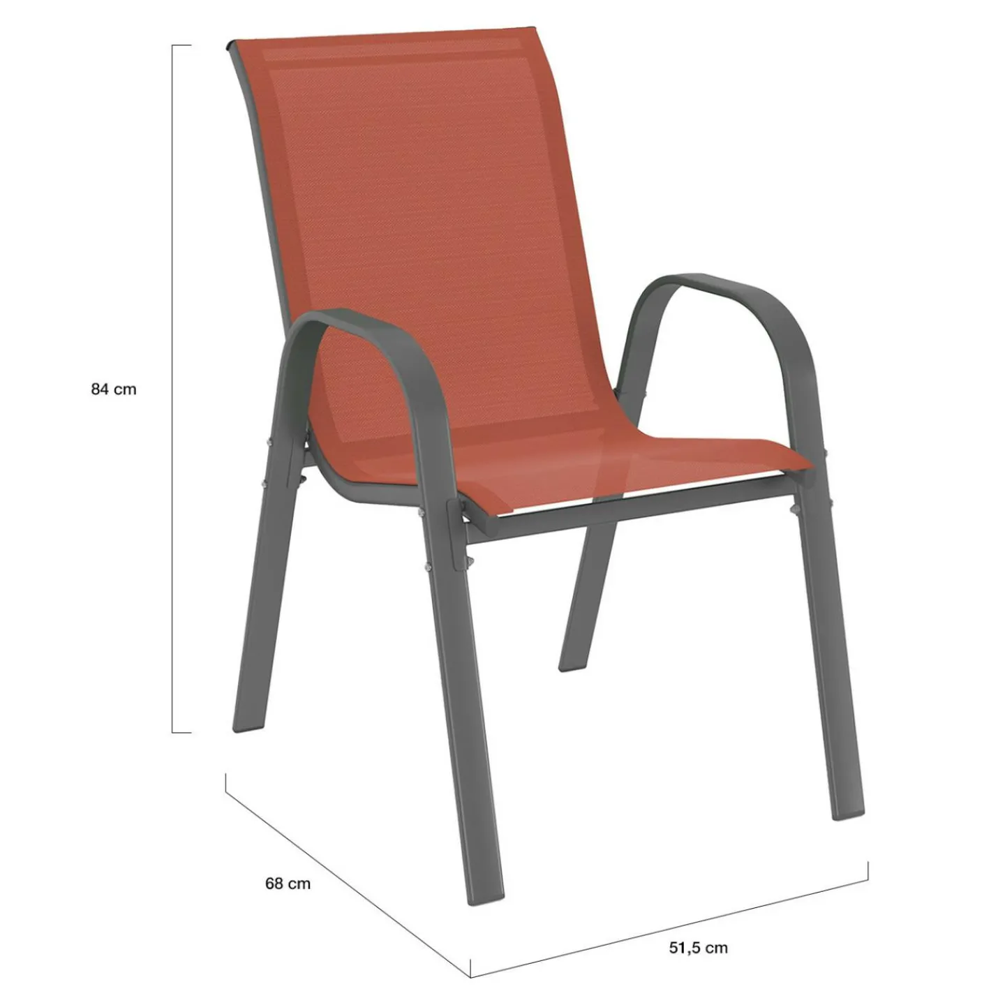 Salon de jardin avec table 150 cm et 6 chaises empilables terracotta et acier*IDMarket Online
