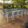 Salon de jardin avec table en verre trempé et 12 chaises*IDMarket Hot