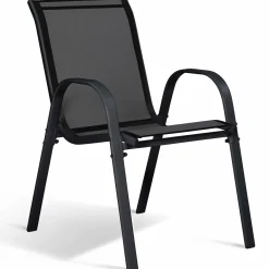 Salon de jardin avec table bois et noir + 8 chaises*IDMarket Discount