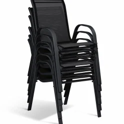 Salon de jardin avec table bois et noir + 8 chaises*IDMarket Discount