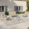 Salon de jardin bas 4 personnes en acier blanc*IDMarket