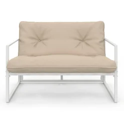 Salon de jardin bas 4 personnes en acier blanc*IDMarket