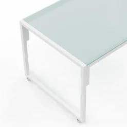 Salon de jardin bas 4 personnes en acier blanc*IDMarket