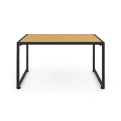 Salon de jardin bas 6 personnes canapés et fauteuils noir et cordage effet rotin clair avec tables basses*IDMarket Clearance