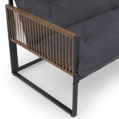 Salon de jardin bas 6 personnes canapés et fauteuils gris anthracite et cordage effet rotin avec tables basses*IDMarket Outlet