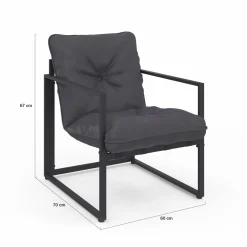 Salon de jardin bas 4 places en acier coloris gris anthracite*IDMarket Clearance