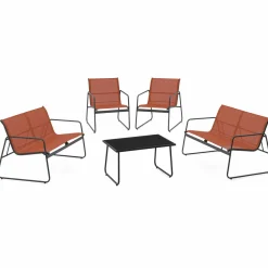 Salon de jardin bas 6 places terracotta*IDMarket