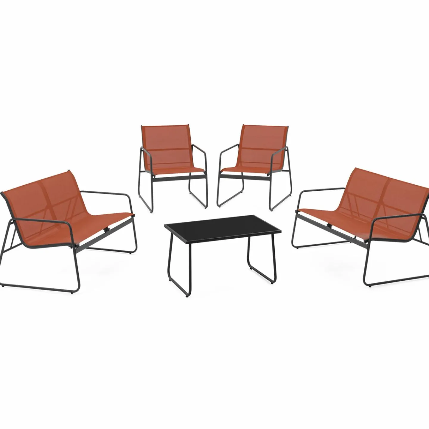 Salon de jardin bas 6 places terracotta*IDMarket