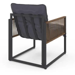 Salon de jardin bas 4 places acier gris et cordage marron*IDMarket Sale