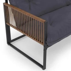 Salon de jardin bas 4 places acier gris et cordage marron*IDMarket Sale