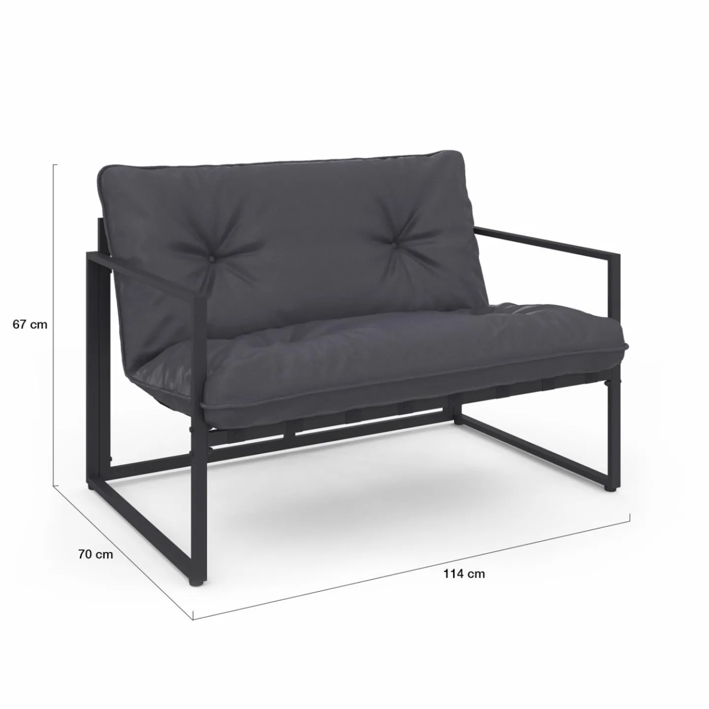 Salon de jardin bas 6 places en acier coloris gris anthracite*IDMarket Hot