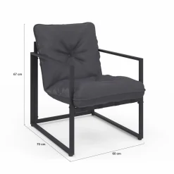 Salon de jardin bas 6 places en acier coloris gris anthracite*IDMarket Hot