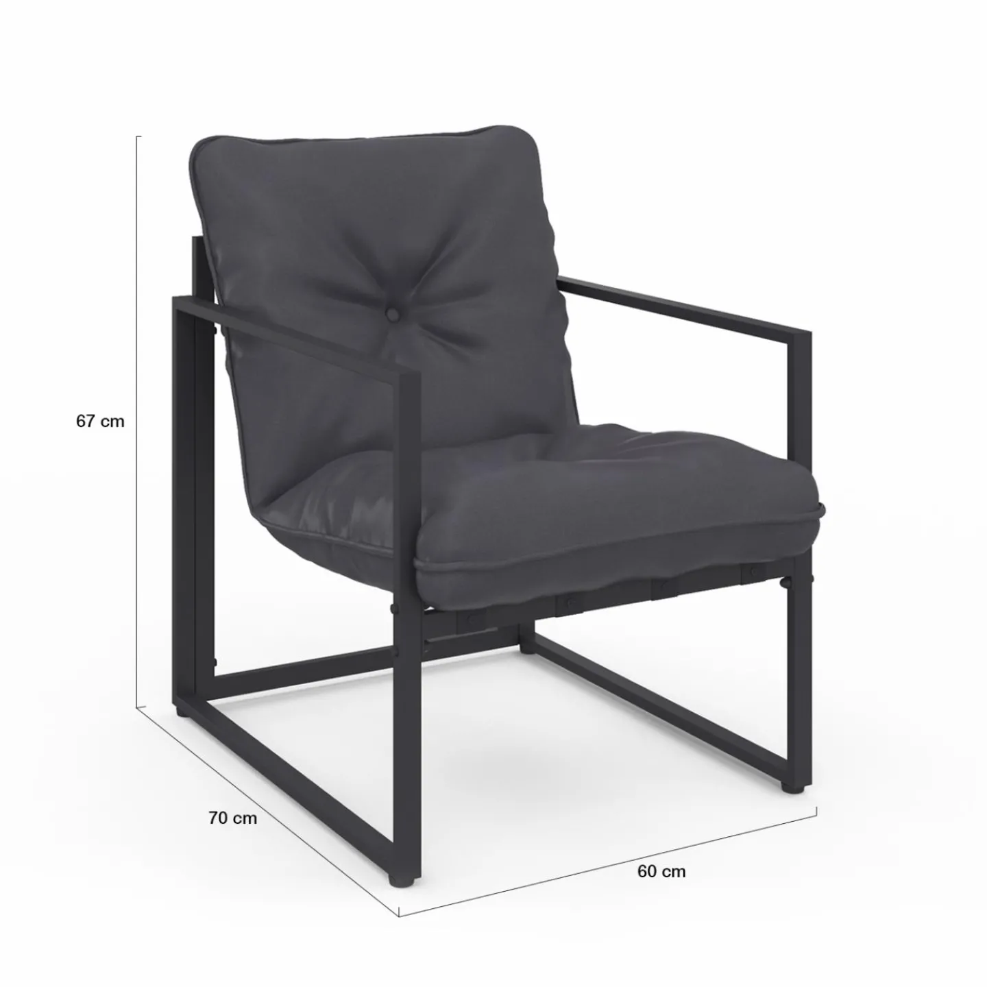 Salon de jardin bas 6 places en acier coloris gris anthracite*IDMarket Hot