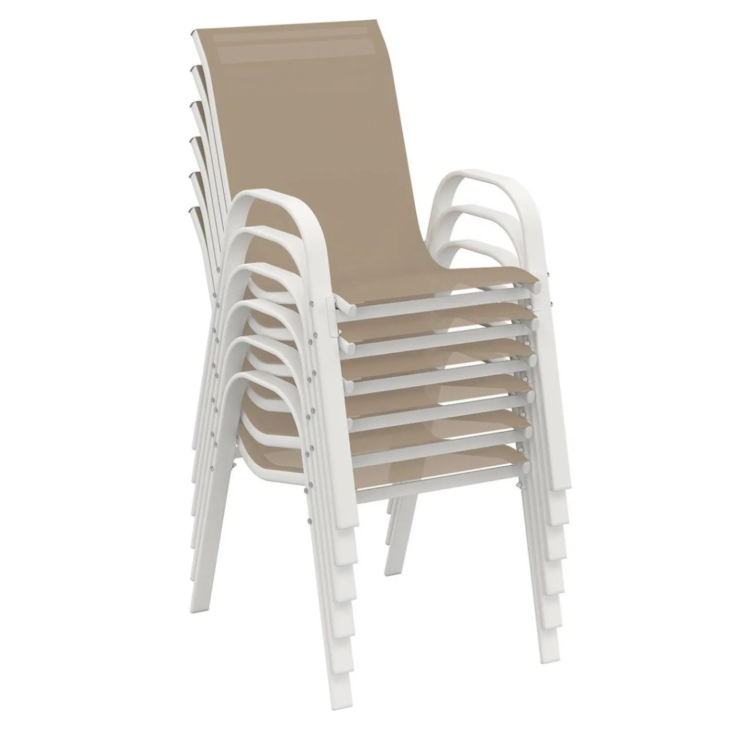 Salon de jardin blanc et beige table 190 cm et 8 chaises empilables*IDMarket Best