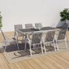 Salon de jardin blanc et gris avec table extensible + 8 chaises*IDMarket Clearance